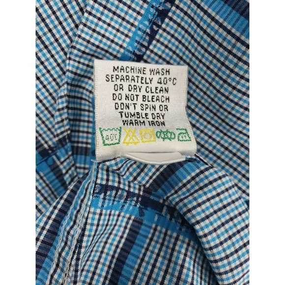 Bugatchi Uomo Men Embroidered Button Up Blue White Dress Shirt RN 99428 - Picture 8 of 12